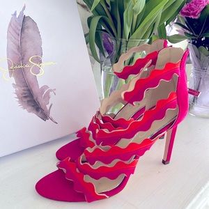 Jessica Simpson JP Caveena Raspberry/Tangerine Stilettos Size 8 Never worn.